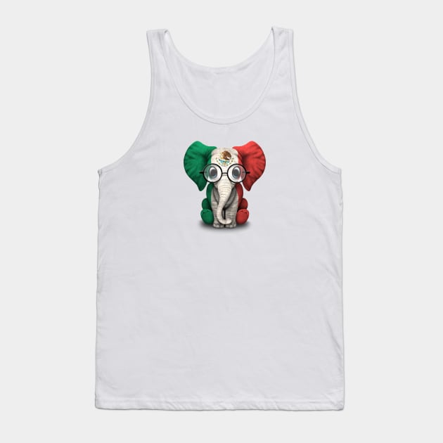 Baby Elephant with Glasses and Mexican Flag Tank Top by jeffbartels